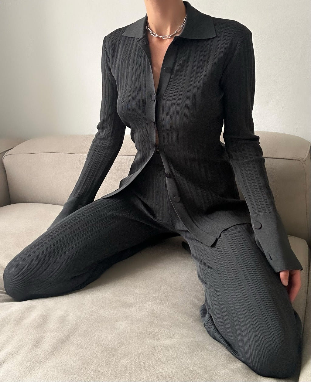 FLOW KNIT SET | dark grey