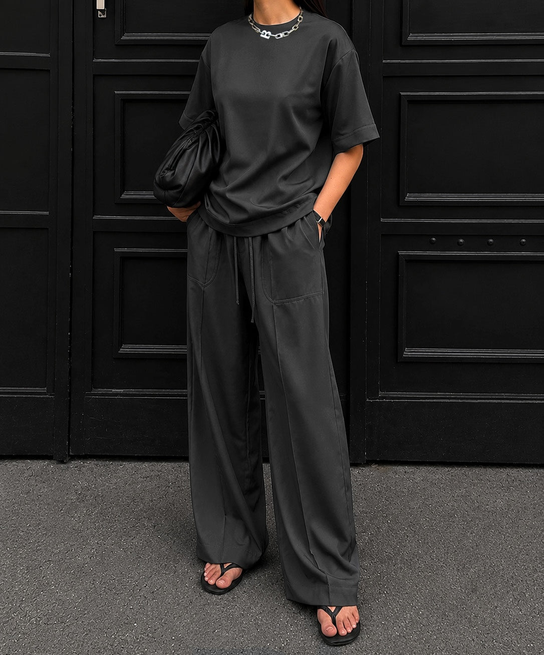 DEIA DRAWSTRING PANTS | dark grey