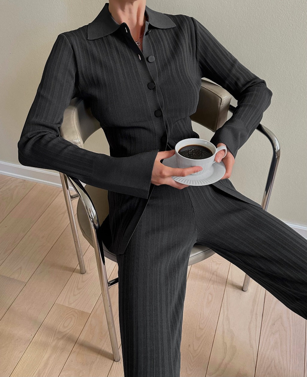 FLOW KNIT SET | dark grey