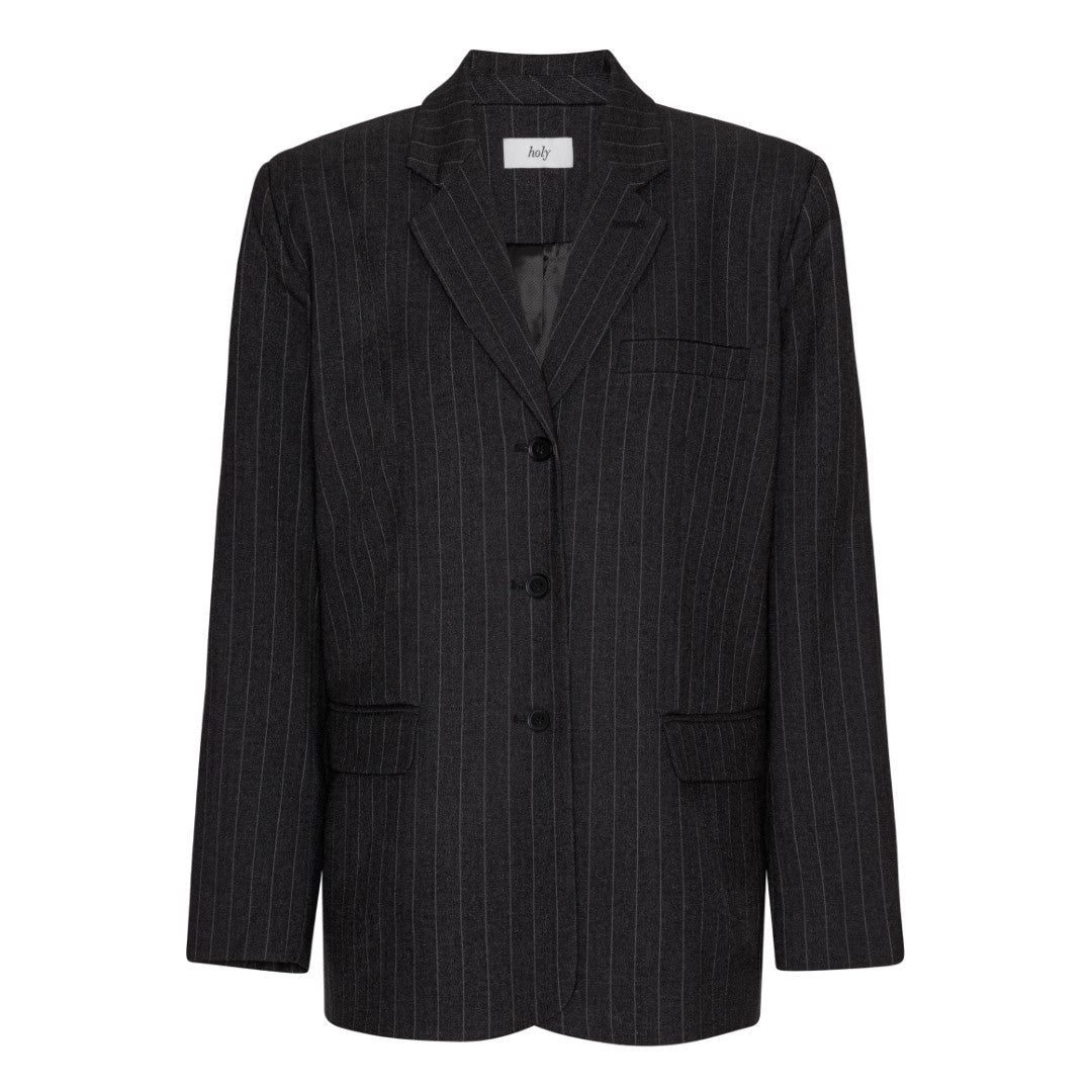 MAEVE BOXY BLAZER | pin striped dark grey