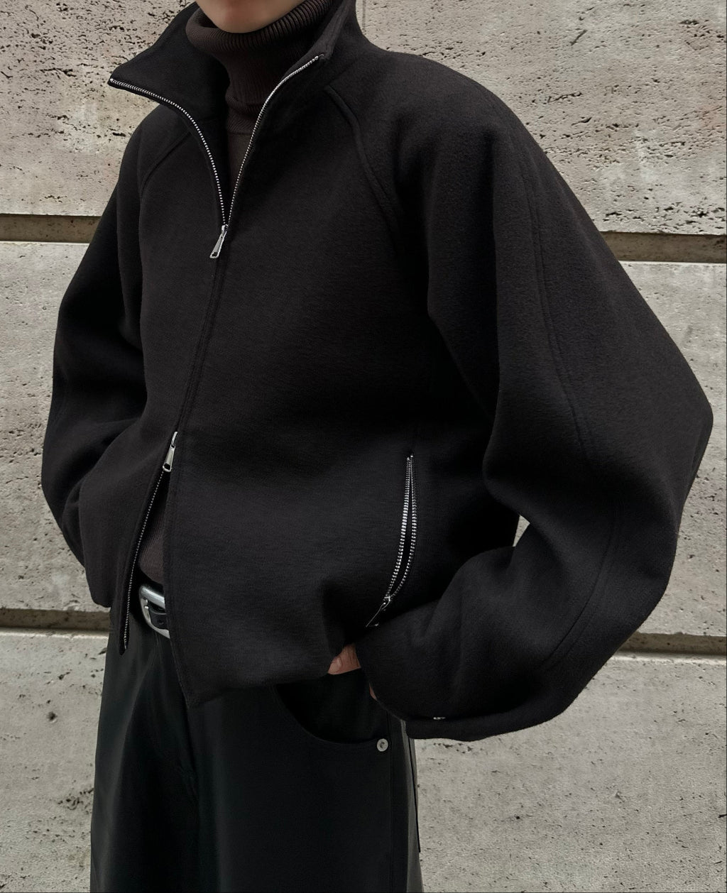 SLOANE WOOL BOMBER  | dark brown