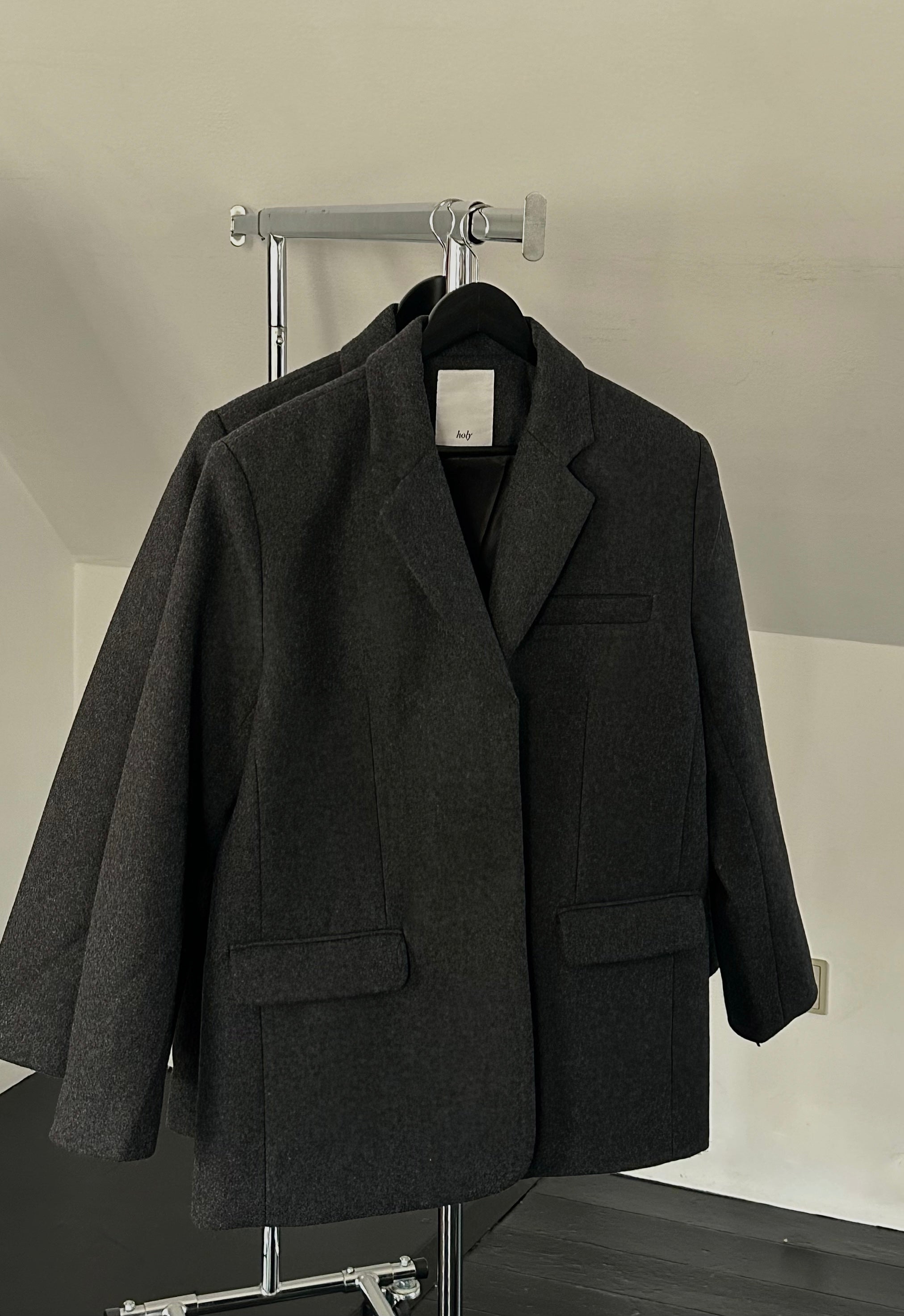 BLAKE WOOL BOXY BLAZER | grey