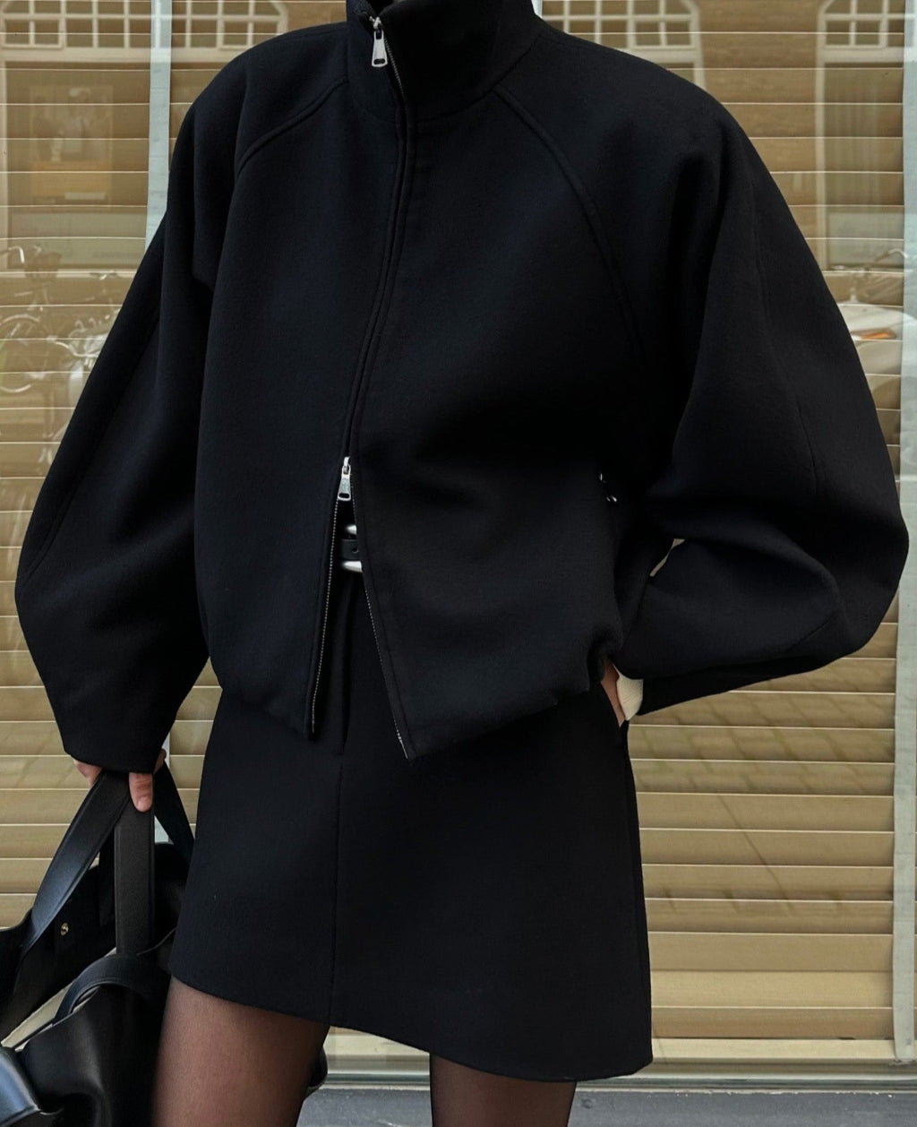 LUA WOOL MINI SKIRT | black