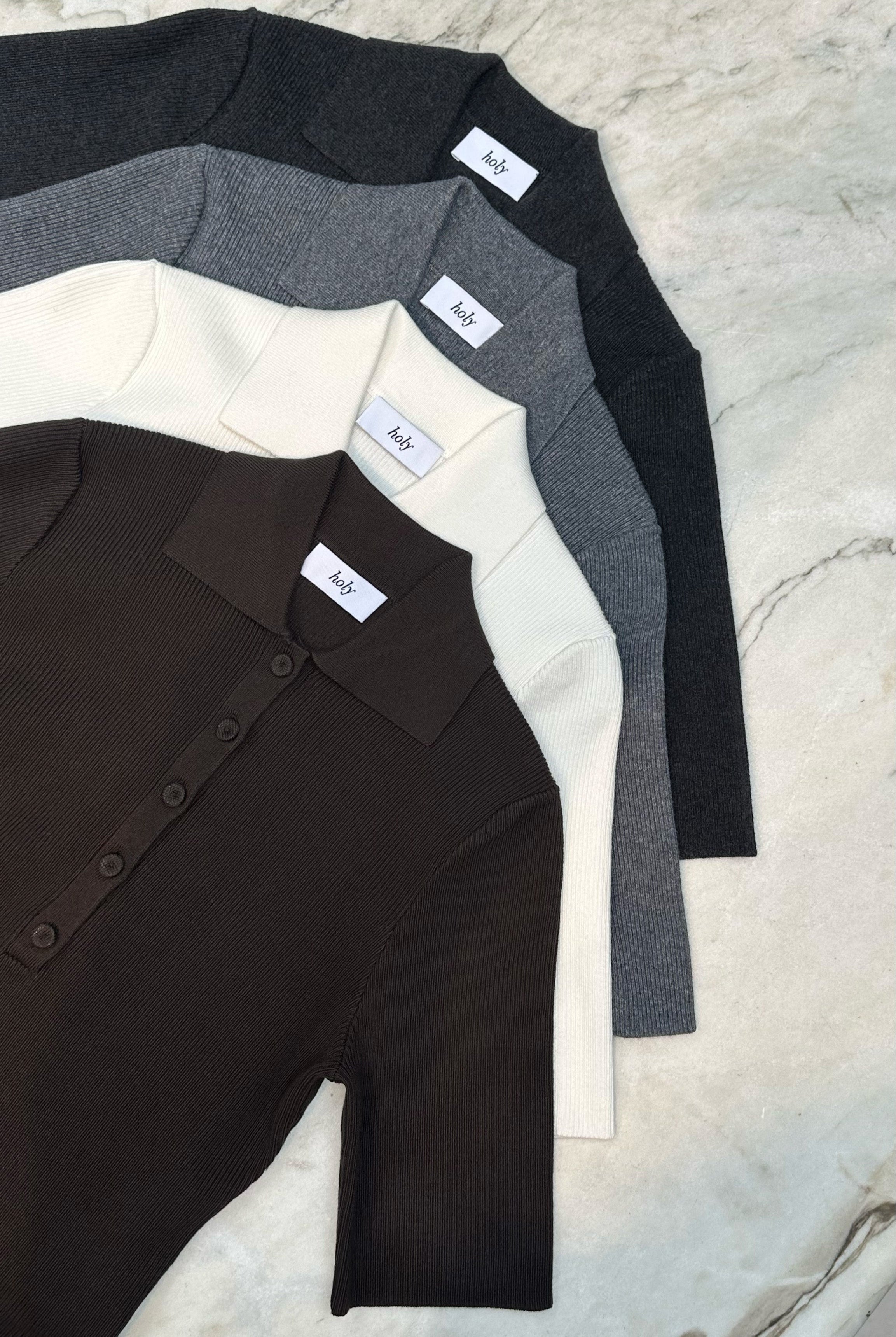 DREW POLO TEE | dark brown