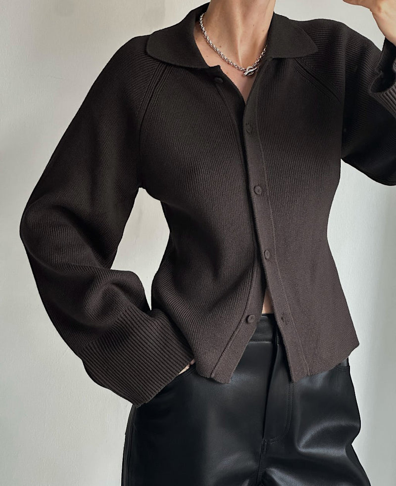 BEAU CARDIGAN | dark brown