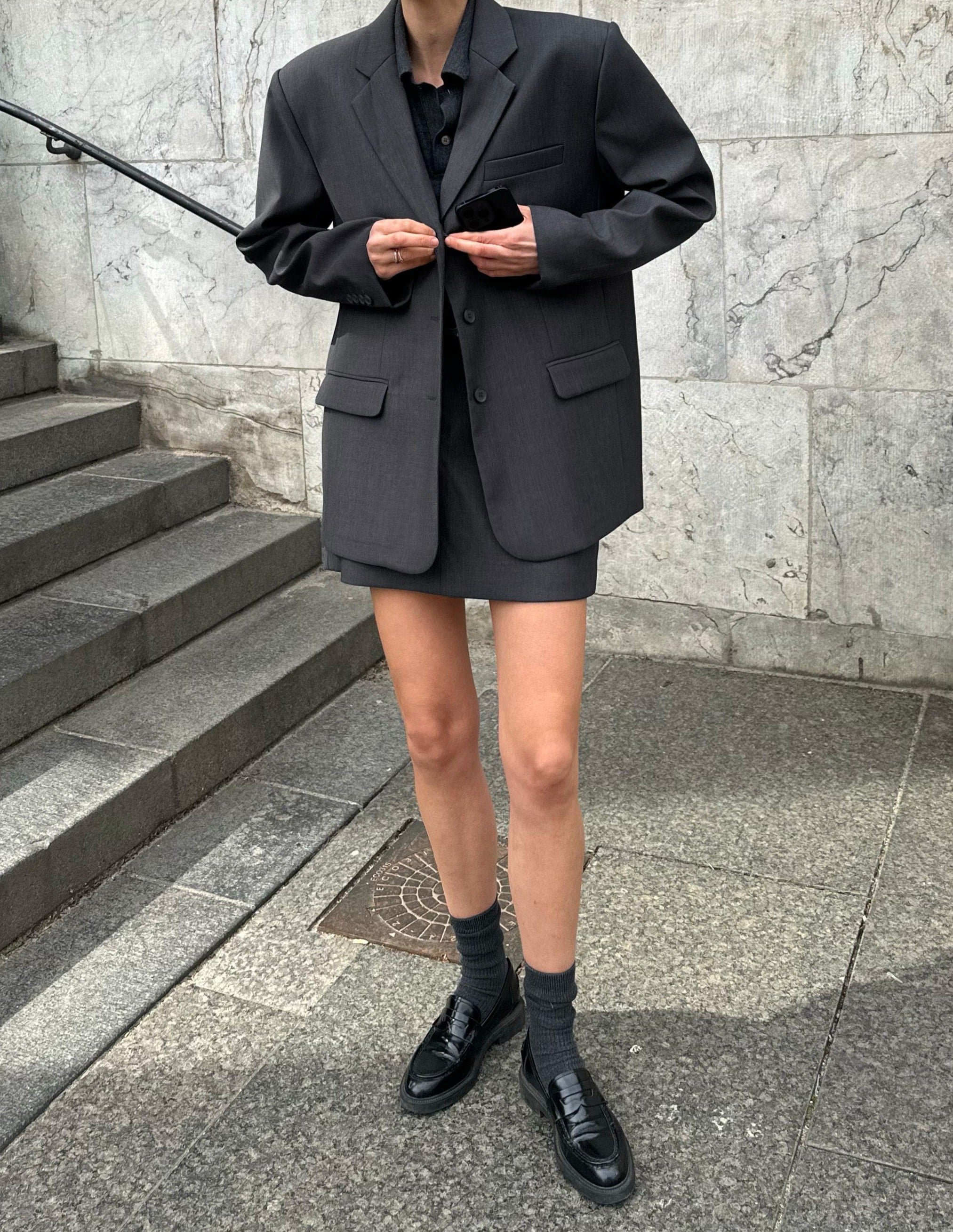 MAEVE BOXY BLAZER | dark grey