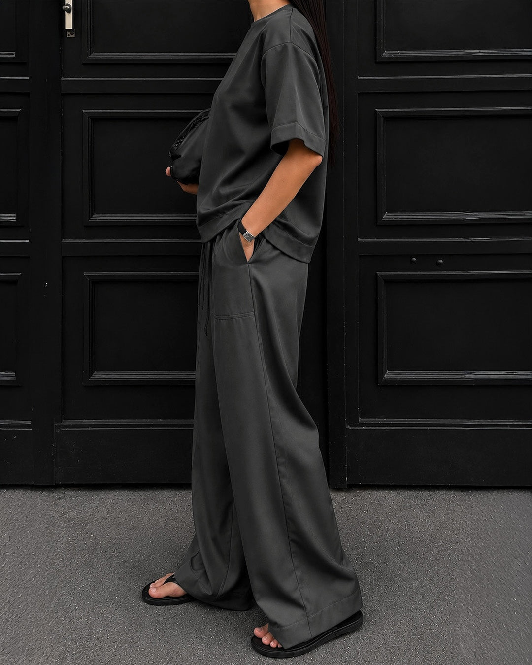 DEIA DRAWSTRING PANTS | dark grey