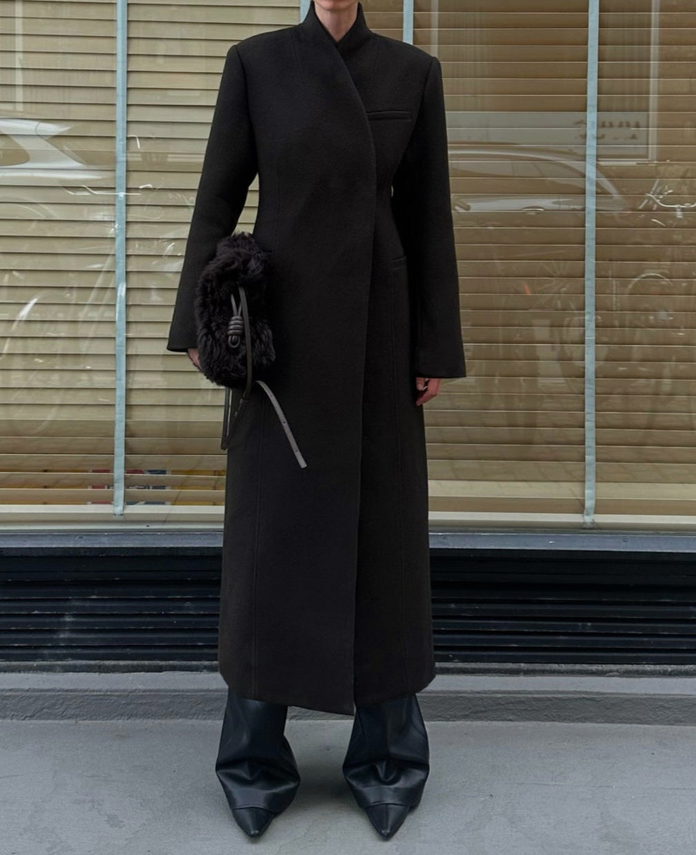 VALLI WOOL COAT | dark brown
