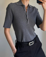 DREW POLO TEE | grey