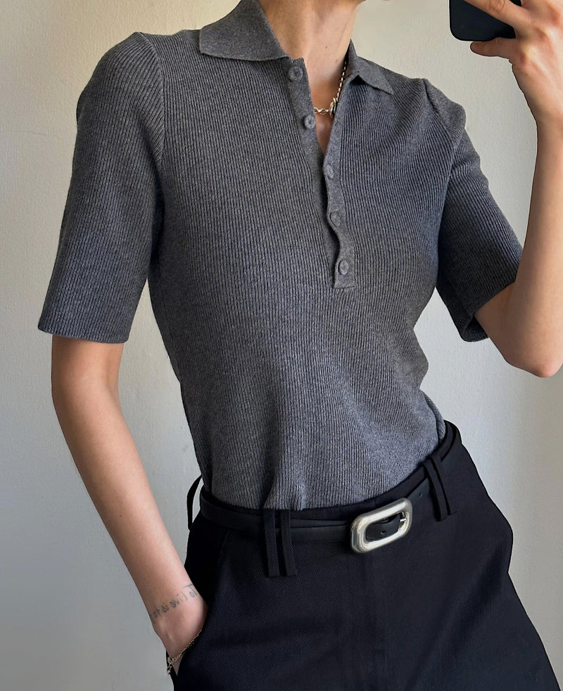 DREW POLO TEE | grey