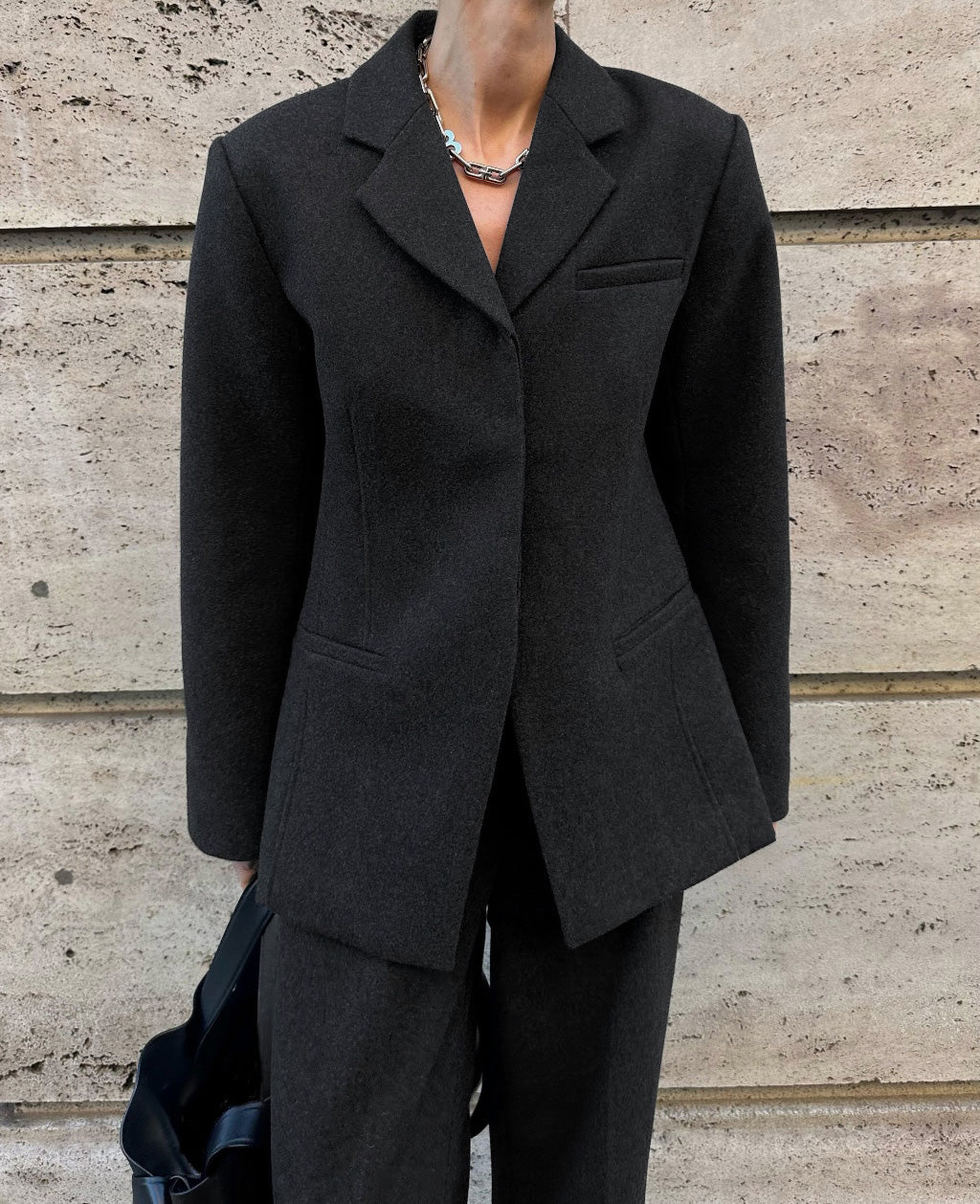 AMBRA WOOL BLAZER | dark grey