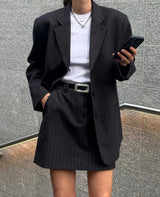 LUA MINI SKIRT | dark grey pin striped