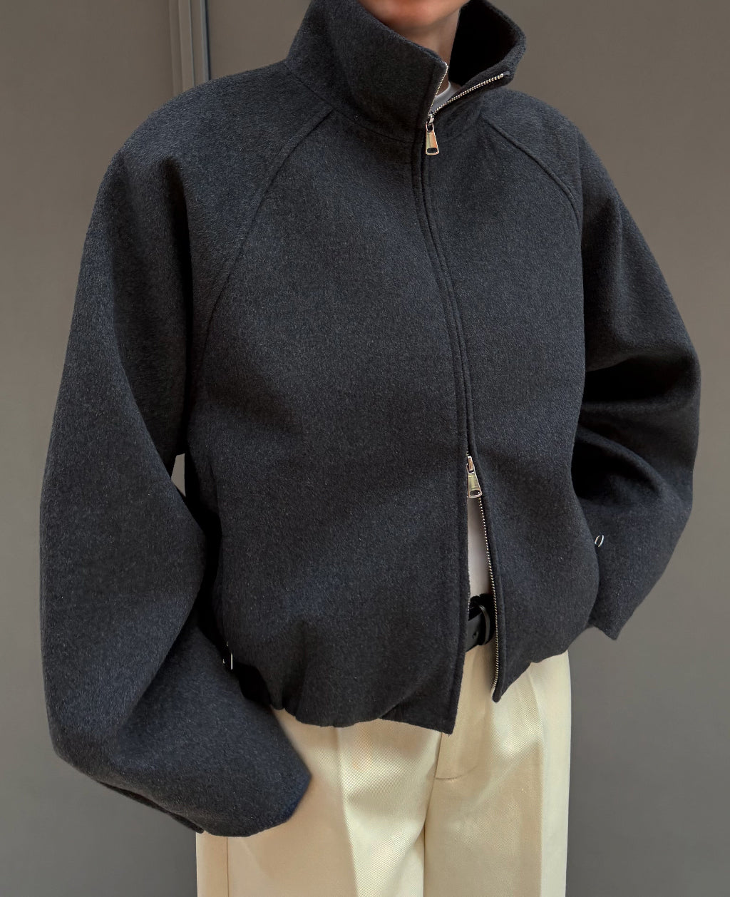 SLOANE WOOL BOMBER  | dark grey